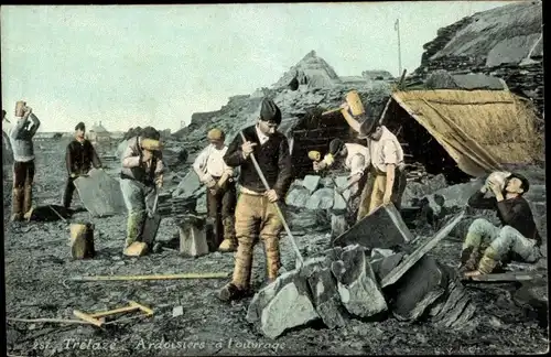 Ak Trélazé Maine et Loire, Ardoisiers à tourage, Arbeiter