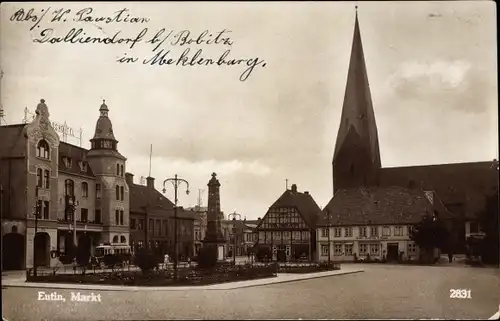 Ak Eutin in Ostholstein, Markt, Kirche, Denkmal