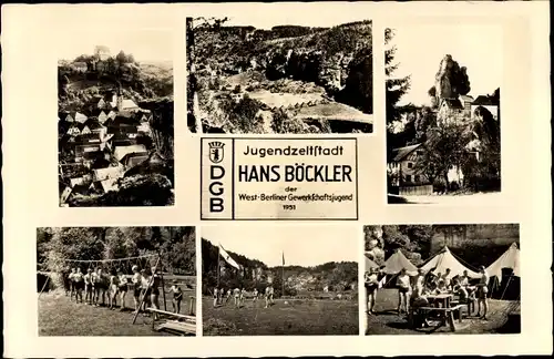 Ak Pottenstein in Oberfranken, Sommerzeltlager 1951, Jugendzeltstadt Hans Böckler, DGB West Berlin