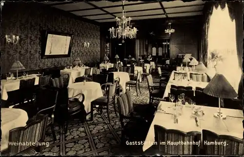 Ak Hamburg Mitte Altstadt, Die Weinabteilung in den Gaststätten im Hauptbahnhof, Innenansicht