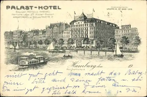 Ak Hamburg Mitte Altstadt, Palasthotel am Alsterbassin