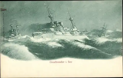 Ak Deutsche Kriegsschiffe, Geschwader in See