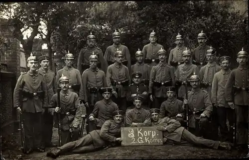 Foto Ak Deutsche Soldaten in Uniformen, 3. Korp. 2. G. Komp., Gruppenaufnahme, I WK