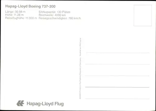 Ak Passagierflugzeug Boeing 737 200 der Hapag Lloyd, D-AHLD