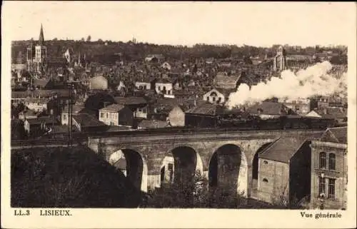 Ak Lisieux Calvados, Vue generale, Eisenbahn