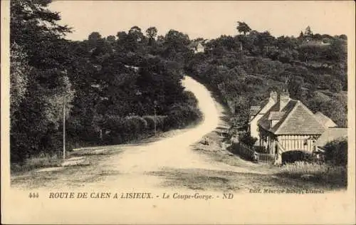 Ak Lisieux Calvados, Route de Caen a Lisieux, Le Coupe Gorge