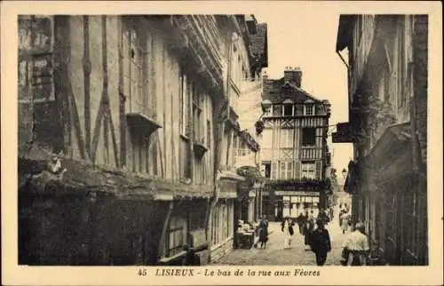 Ak Lisieux Calvados, Le bas de la rue aux Fevres