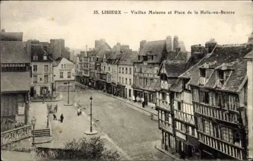 Ak Lisieux Calvados, Vieilles Maisons, Place de la Halle au Beurre