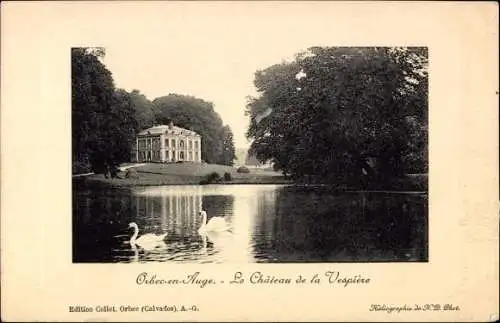 Ak Orbec en Auge Calvados, Le Chateau de la Vespiere, Schwäne