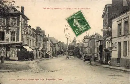 Ak Orbec Calvados, Place de la Poissonnerie, Hotel de Lisieux