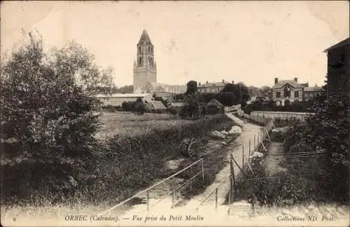 Ak Orbec Calvados, Vue prise du Petit Moulin