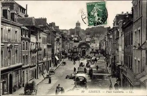 Ak Lisieux Calvados, Place Gambetta