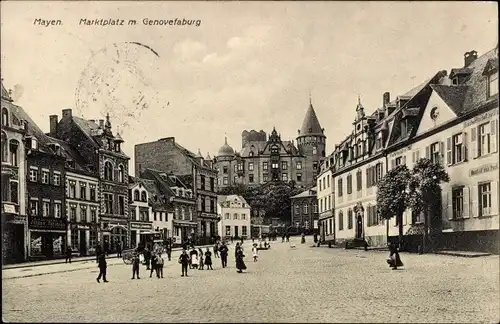 Ak Mayen in der Eifel, Marktplatz mit Genovefaburg