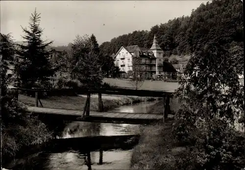 Ak Bad Herrenalb im Schwarzwald, Mönchs Posthotel, Brücke