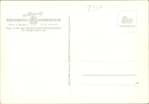 Ak Bad Herrenalb im Schwarzwald, Mönchs Posthotel, Innenansicht