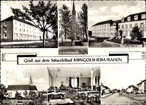 Ak Mingolsheim Bad Schönborn in Baden, St. Rochuskapelle, Sanatorium St. Rochus, Kirche