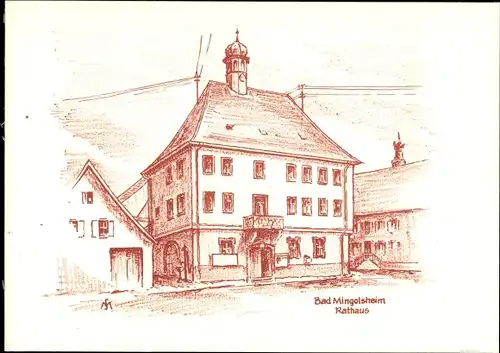 Künstler Ak Schneider, M. L., Mingolsheim Bad Schönborn in Baden, Rathaus