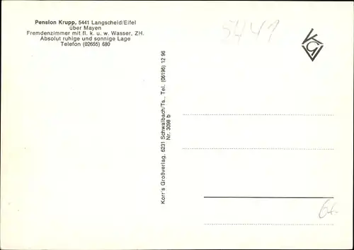 Ak Langscheid in der Eifel, Pension Krupp, Teilansicht vom Ort
