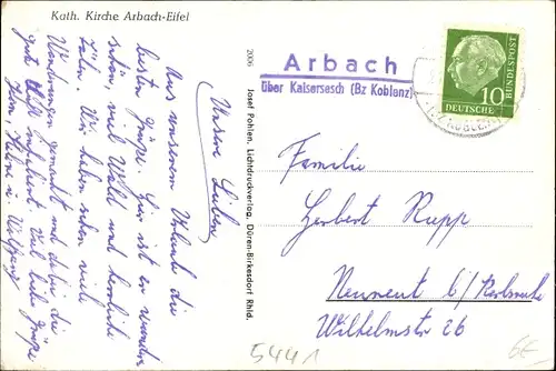 Ak Arbach in der Eifel, Katholische Kirche