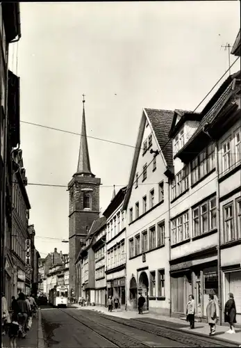 Ak Erfurt Thüringen, Marktstraße, Kirche, Straßenbahn