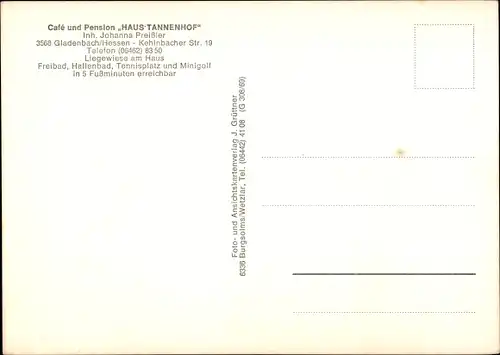 Ak Gladenbach Hessen, Haus Tannenhof