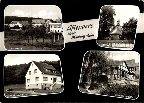 Ak Altenvers Lohra in Hessen, Ortspartie, Kirche, Waldpartie, Ehrenmal