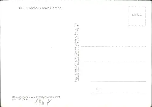 Ak Hansestadt Kiel, Fährhaus nach Norden, Luftbild