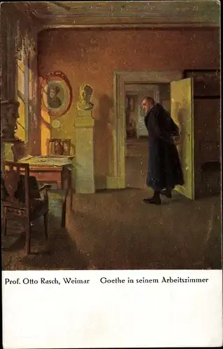 Künstler Ak Rasch, Otto, Schriftsteller Johann Wolfgang von Goethe in seinem Arbeitszimmer in Weimar