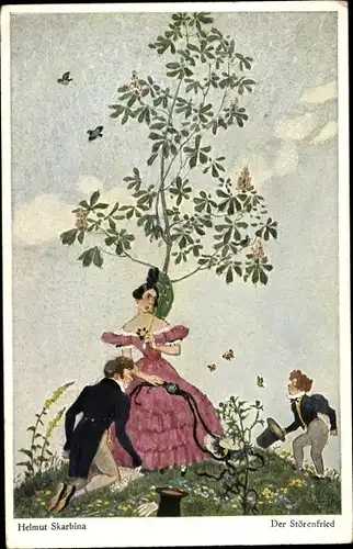 Künstler Ak Skarbina, Helmut, Der Störenfried, Liebespaar, Junge