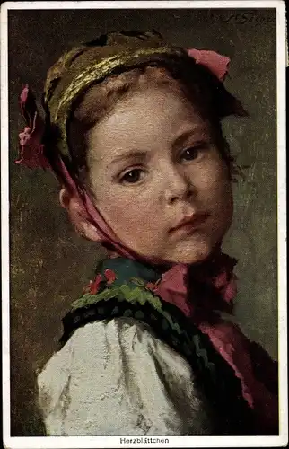 Künstler Ak Seeger, H., Herzblättchen, Mädchenportrait