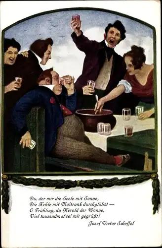 Gedicht Künstler Ak von Zumbusch, Ludwig, Josef Victor Scheffel, Maibowle