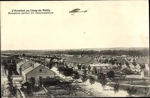 Ak Mailly le Camp Aube, Vue generale, Aeroplane