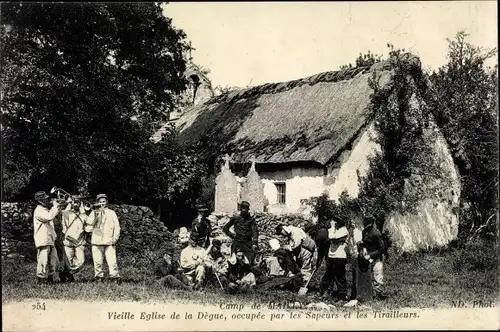 Ak Mailly le Camp Aube, Vieille Eglise de la Digue, occupee par les Sapeurs et les Tirailleurs