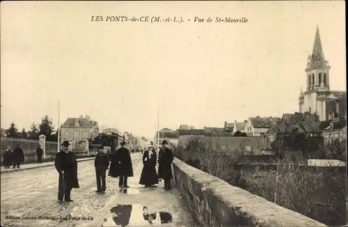 Ak Les Ponts de Cé Maine et Loire, vue de St-Maurille, Ortspartie