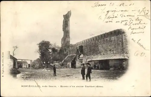 Ak Montépilloy Oise, Ruines d'un ancien Chateau Feodal