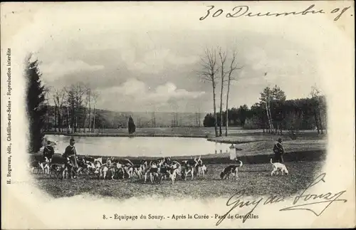 Ak Souzy la Briche Essonne, Apres la Curee, Parc de Gevrolles