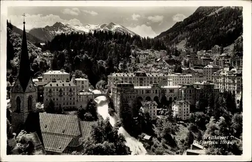 Ak Bad Gastein Badgastein in Salzburg, Blick auf den Ort, Im Hintergrund Radhausberg