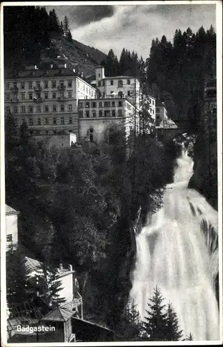 Ak Bad Gastein Badgastein in Salzburg, Wasserfall, Hotel