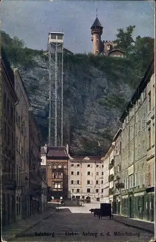 Ak Salzburg, Elektrischer Aufzug auf den Mönchsberg