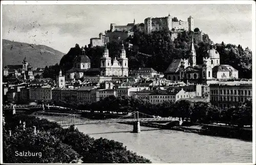 Ak Salzburg in Österreich, Blick auf die Stadt, Brücke