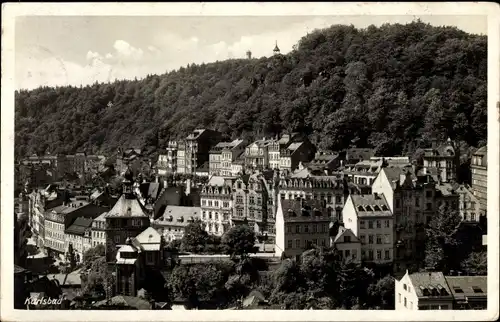 Ak Karlovy Vary Karlsbad Stadt, Teilansicht des Ortes