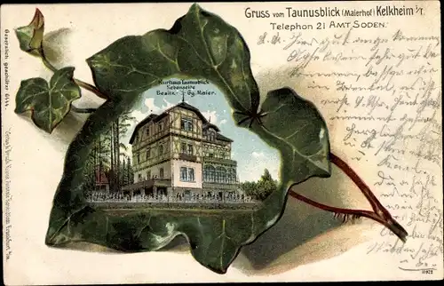 Präge Efeublatt Litho Kelkheim im Taunus, Kurhaus Taunusblick, Maierhof