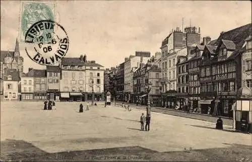 Ak Lisieux Calvados, La Place Thiers, La Grande Rue