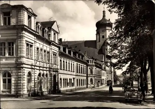 Ak Marienberg im Erzgebirge Sachsen, Partie am Markt, Kirche