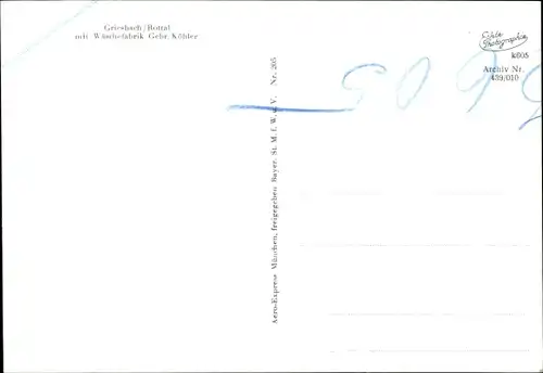 Ak Bad Griesbach im Rottal Niederbayern, Luftaufnahme, Ortsansicht, Wäschefabrik Gebr. Köhler