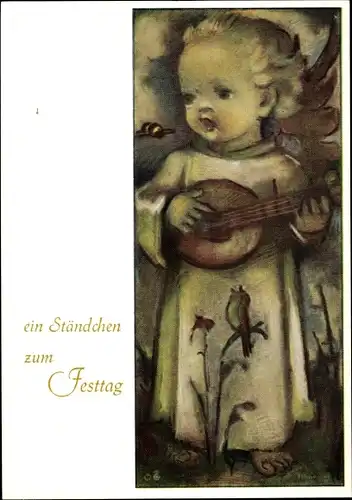 Künstler Ak Hummel, Berta, Ein Ständchen zum Festtag, Engel, Nr. 14552