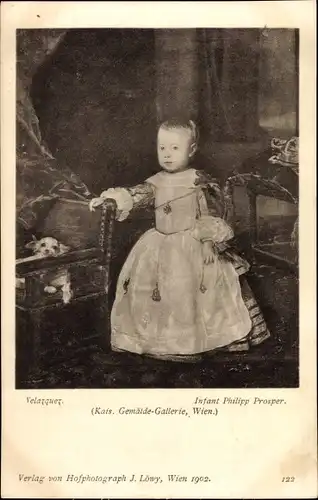 Künstler Ak Velazquez, Infant Philipp Prosper, Kais. Gemälde Galerie Wien