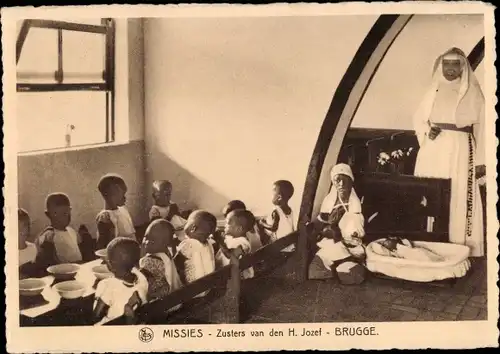 Ak Missies, Zusterst van den H. Jozef Brugge, Missionsschwestern, afrikanische Kinder