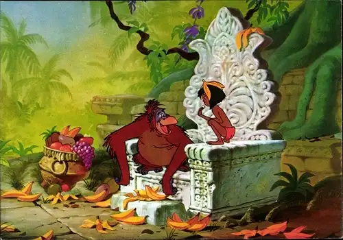 Künstler Ak Walt Disney, Das Dschungelbuch, The Jungle Book, Mogli, Affenkönig King Louie