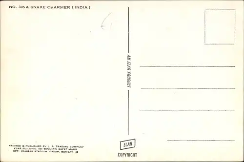 Ak India, Snake Charmer, Indischer Schlangenbeschwörer